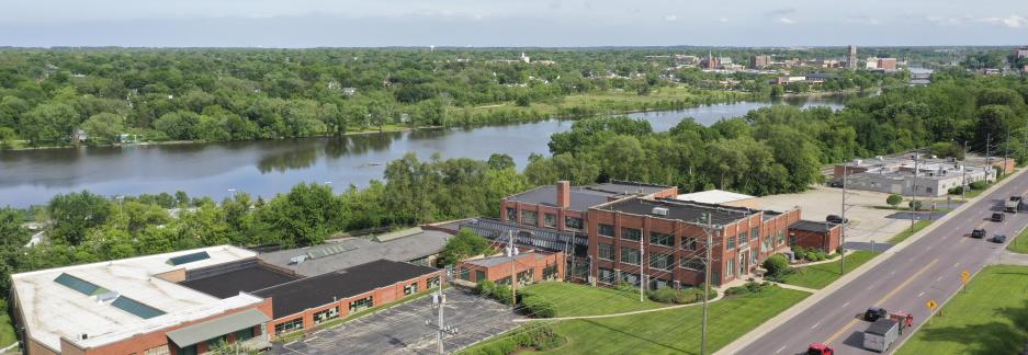 Aerial View of 667 N. State Street, Elgin, Illinois